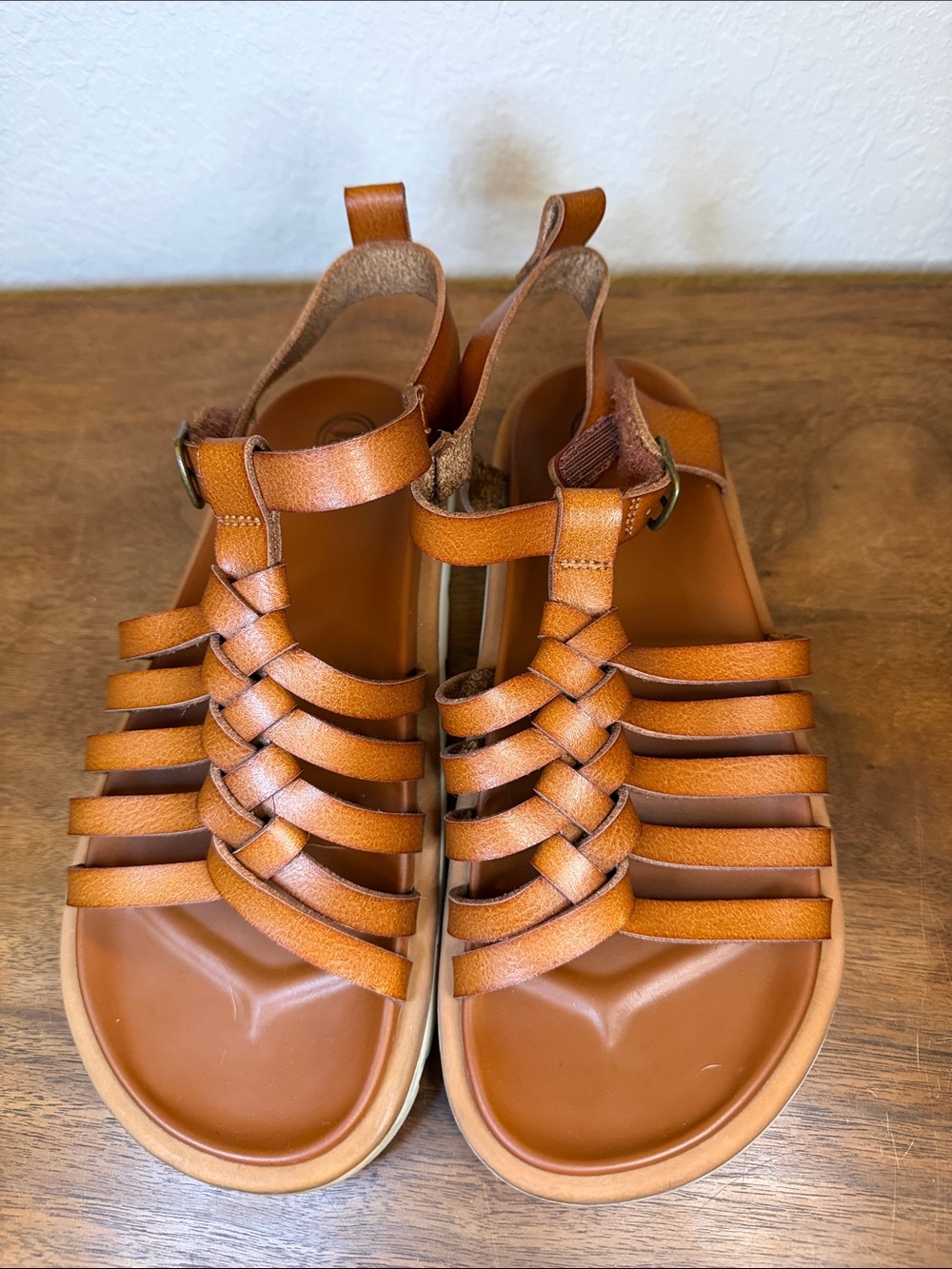 wonder nation Tan Brown Braided Strappy Toddler Sandals